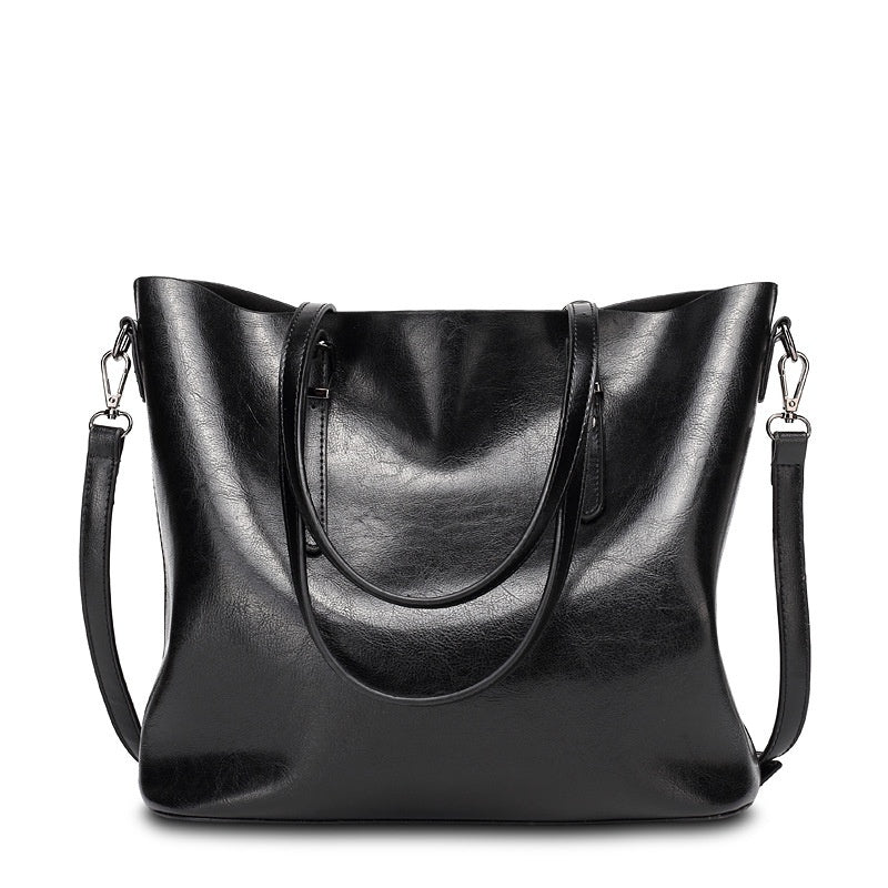 Retro Style Oil Wax Leather Patent Simple Portable Shoulder Messenger Bag