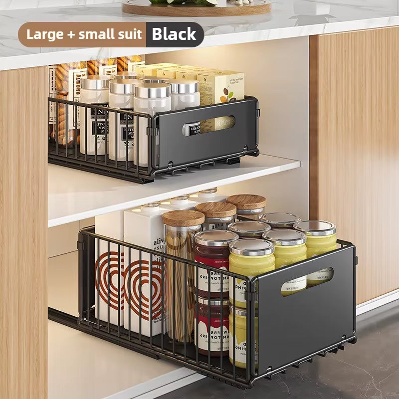 Kitchen Storage Rack Home Seasoning Sorting Rack Bathroom Deep Cabinet Storage Cabinet Internal Basket Pull-Out Storage Box