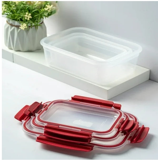5 Pack Stackable Food Storage Containers Airtight & Leakproof Set Snap Lock Lids