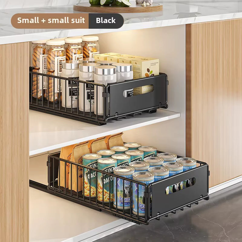 Kitchen Storage Rack Home Seasoning Sorting Rack Bathroom Deep Cabinet Storage Cabinet Internal Basket Pull-Out Storage Box