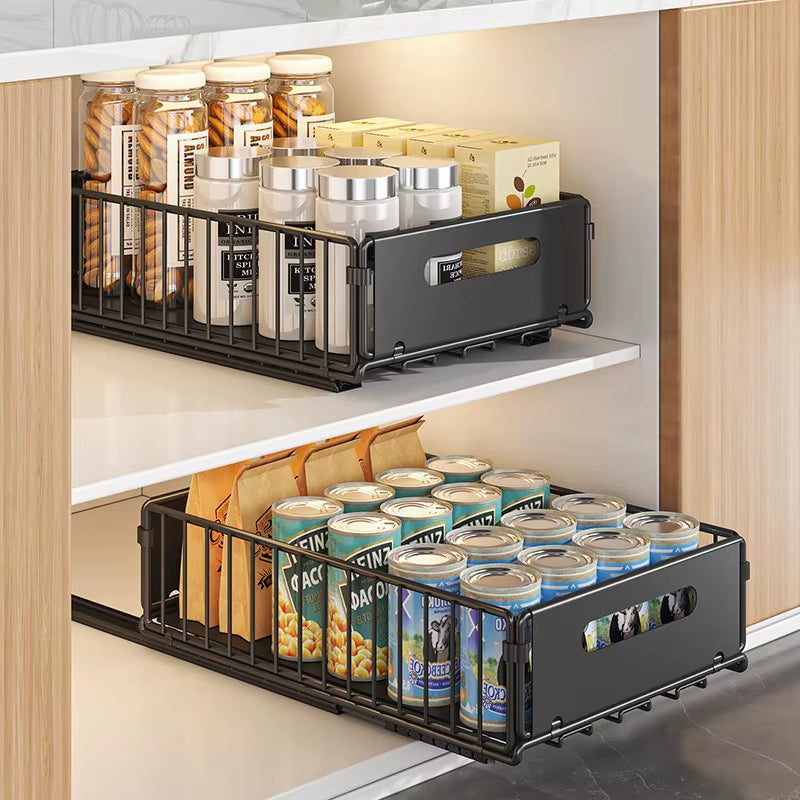 Kitchen Storage Rack Home Seasoning Sorting Rack Bathroom Deep Cabinet Storage Cabinet Internal Basket Pull-Out Storage Box