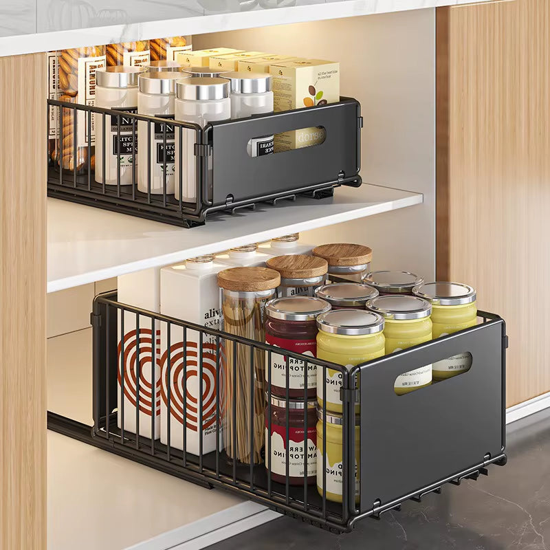 Kitchen Storage Rack Home Seasoning Sorting Rack Bathroom Deep Cabinet Storage Cabinet Internal Basket Pull-Out Storage Box