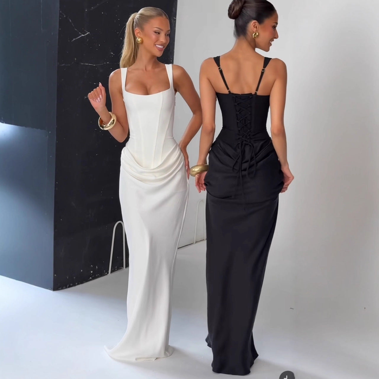 Women's Solid Color Strappy Tie Dress