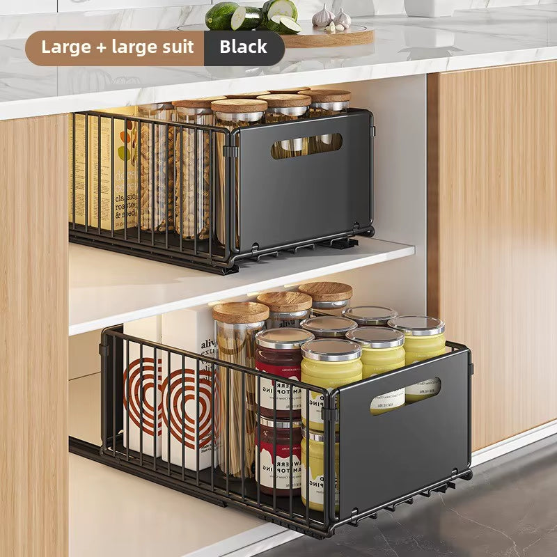 Kitchen Storage Rack Home Seasoning Sorting Rack Bathroom Deep Cabinet Storage Cabinet Internal Basket Pull-Out Storage Box