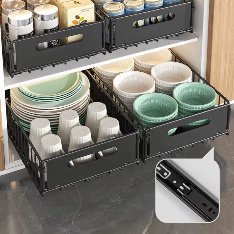 Kitchen Storage Rack Home Seasoning Sorting Rack Bathroom Deep Cabinet Storage Cabinet Internal Basket Pull-Out Storage Box